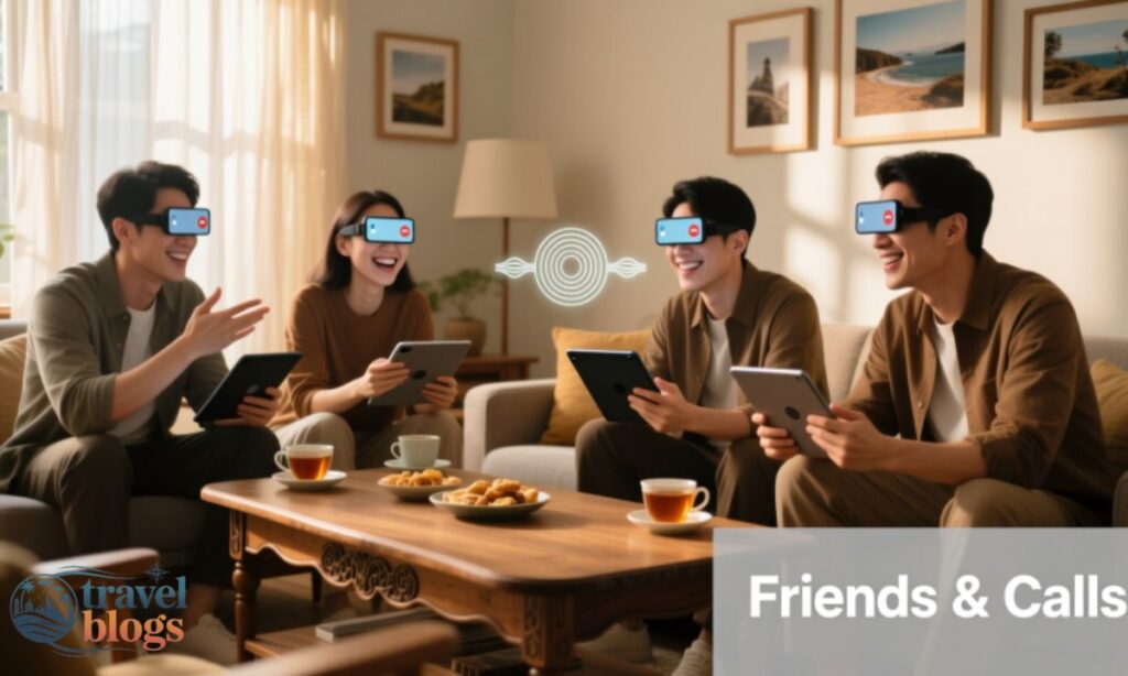 Caption For Conference Call with Friends